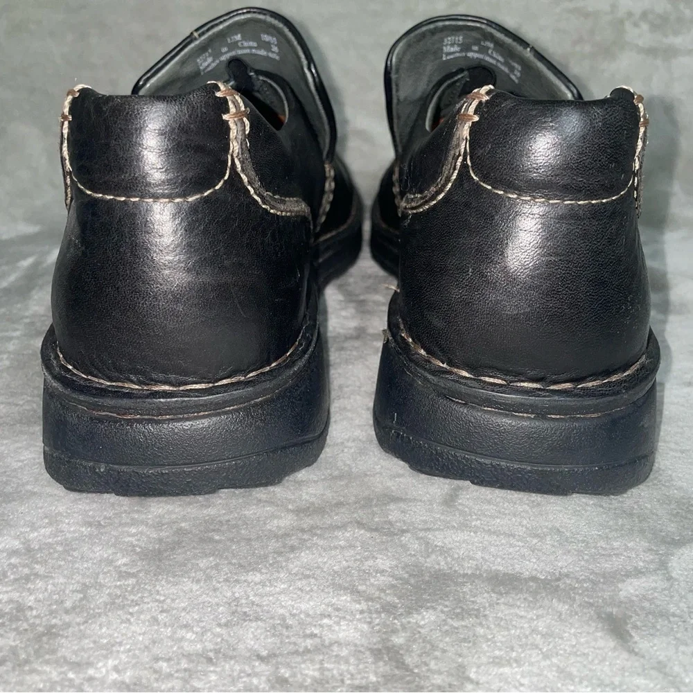 Clarks Active Air Black Leather Loafers Light Stitching Men's Size 12 Slip On
